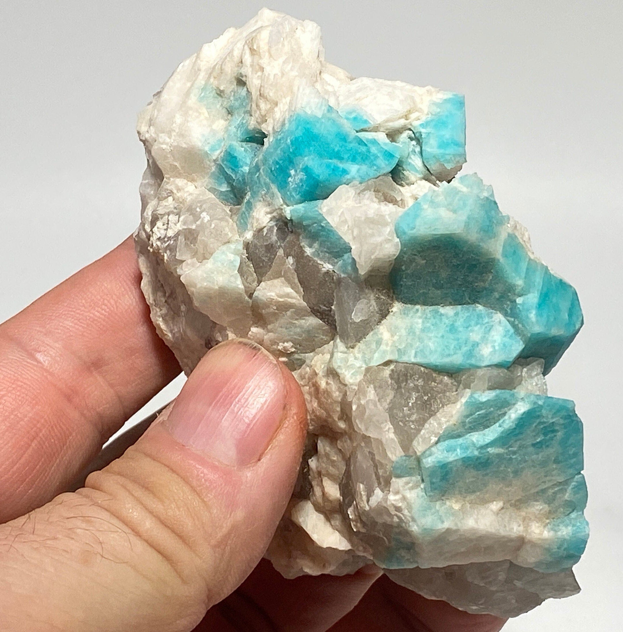 Amazonite crystal with smoky quartz