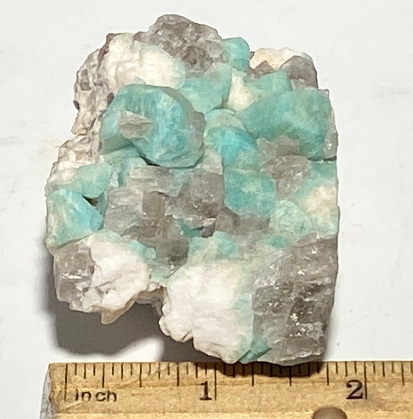Roccia Roba - Amazonite crystal with smoky quartz, rock decor
