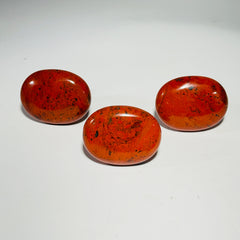 Polished red jasper drawer knob, brushed nickel base