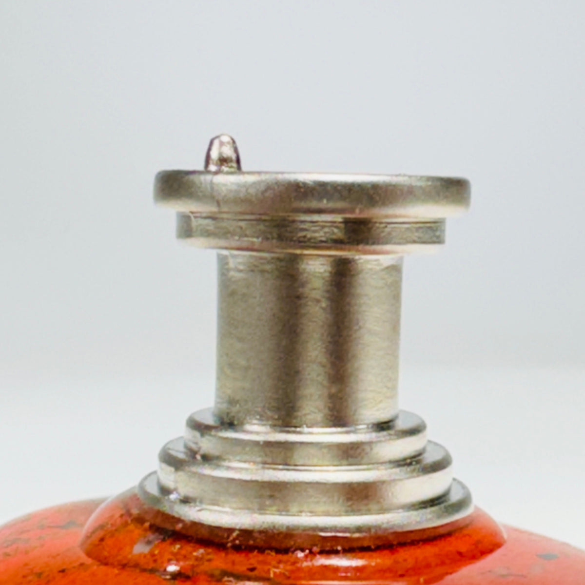 Silver nickel cabinet knob base with domed backplate and red jasper stone top