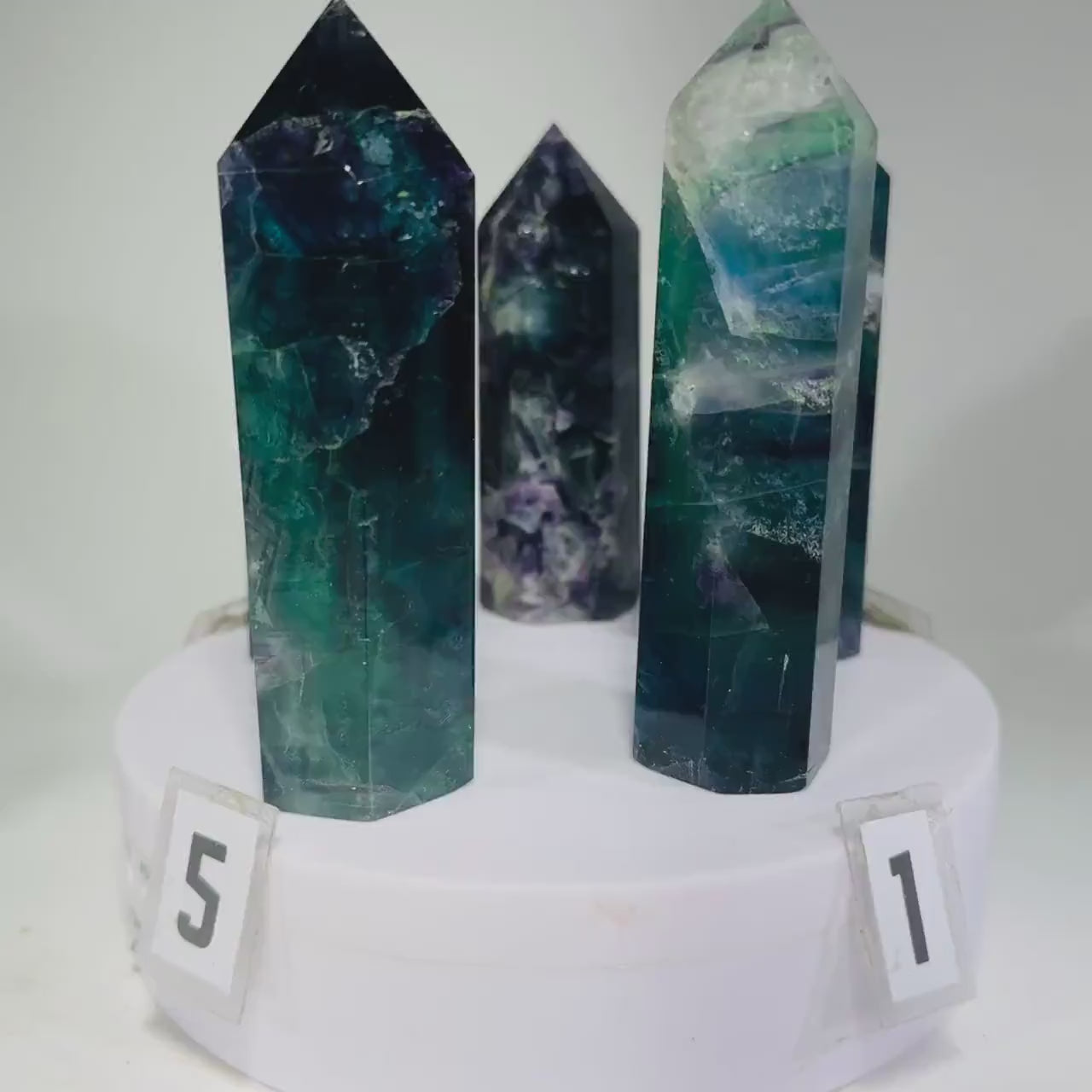Rainbow fluorite crystal obelisk tower