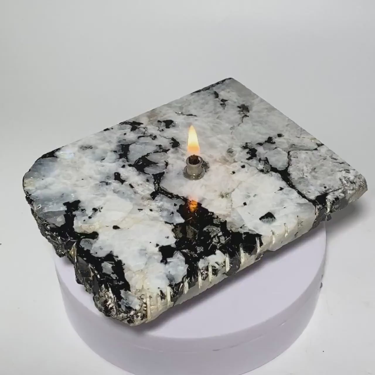 Rainbow Moonstone Rock Oil Candle Gift Box