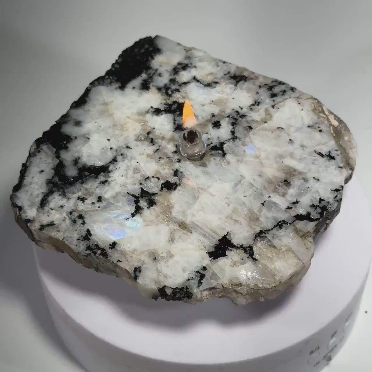 Rainbow Moonstone rock candle