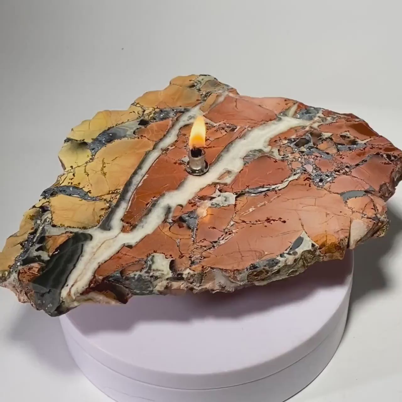 Unique Maligano Jasper Rock Candle Gift Box - Rustic Table Centerpiece