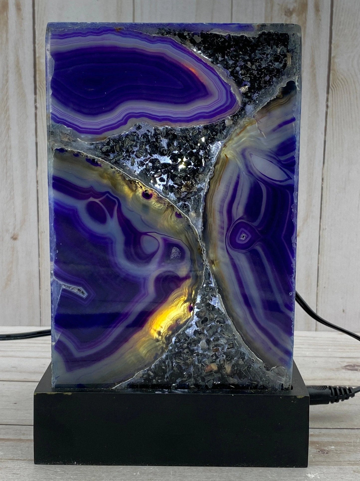 Accent Lamp, purple agate, 7-in tall - RocciaRoba