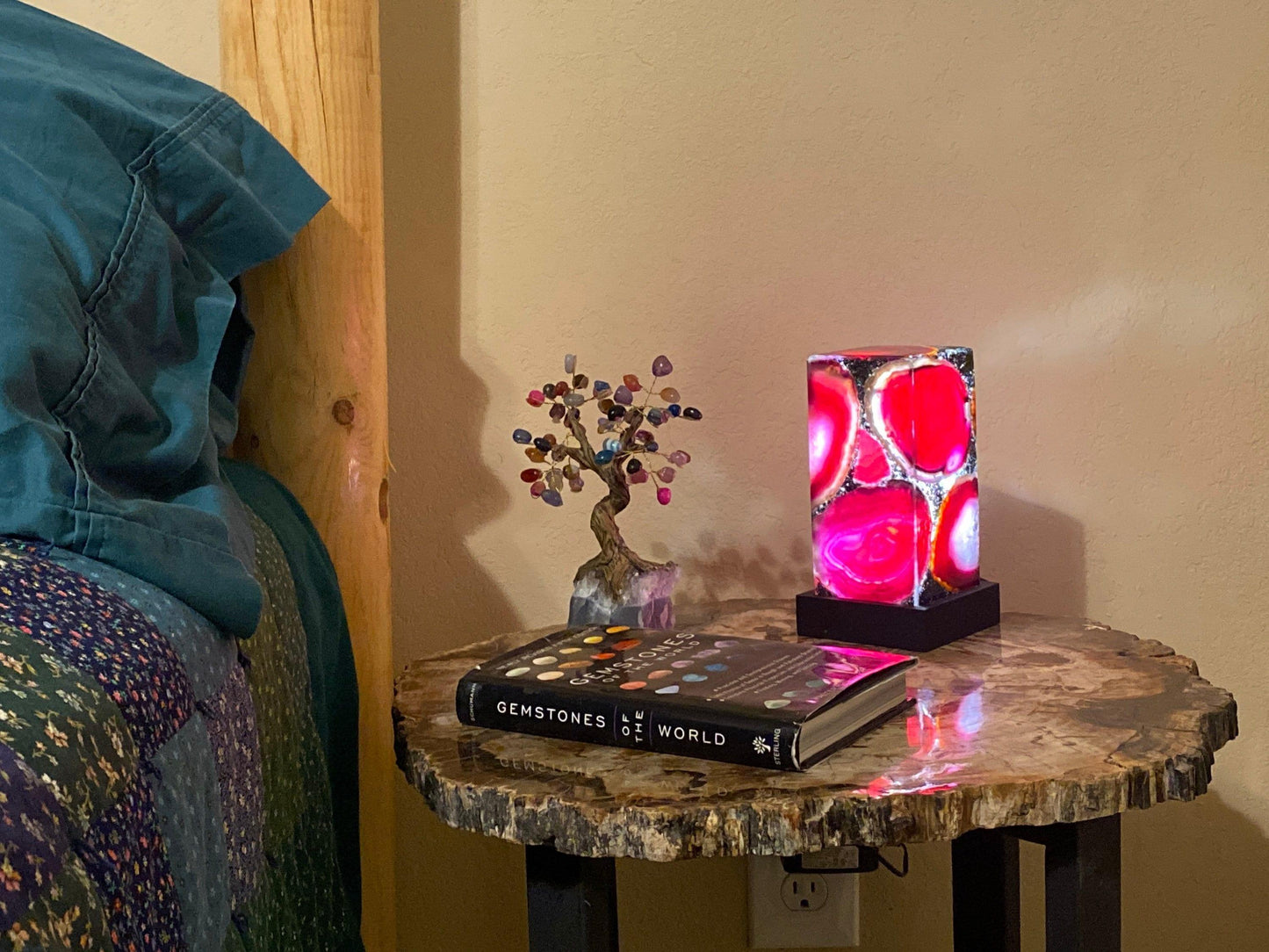 Agate Table Lamp - 6" Pink agate - RocciaRoba