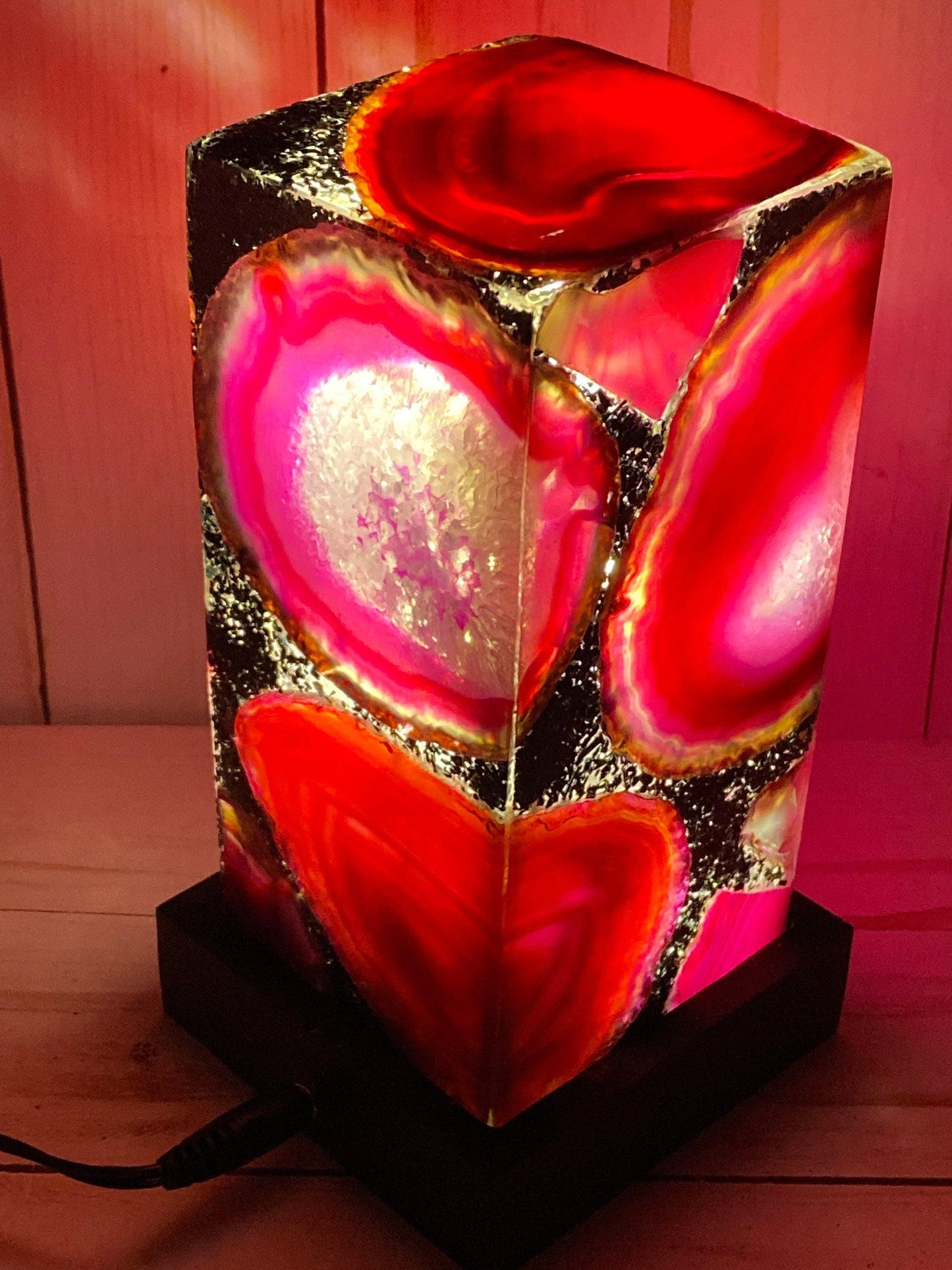 Agate Table Lamp - 6" Pink agate - RocciaRoba