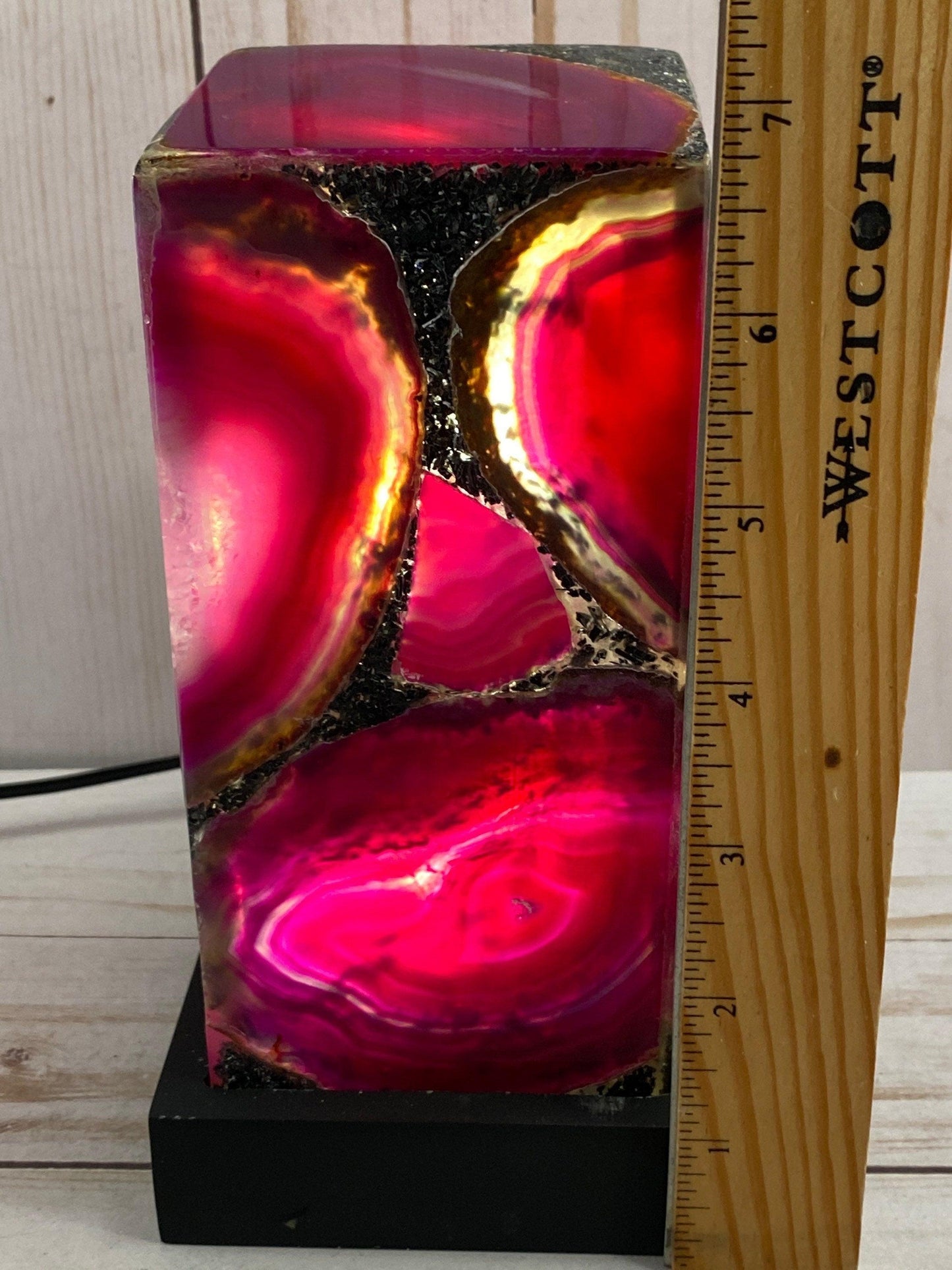 Agate Table Lamp - 6" Pink agate - RocciaRoba