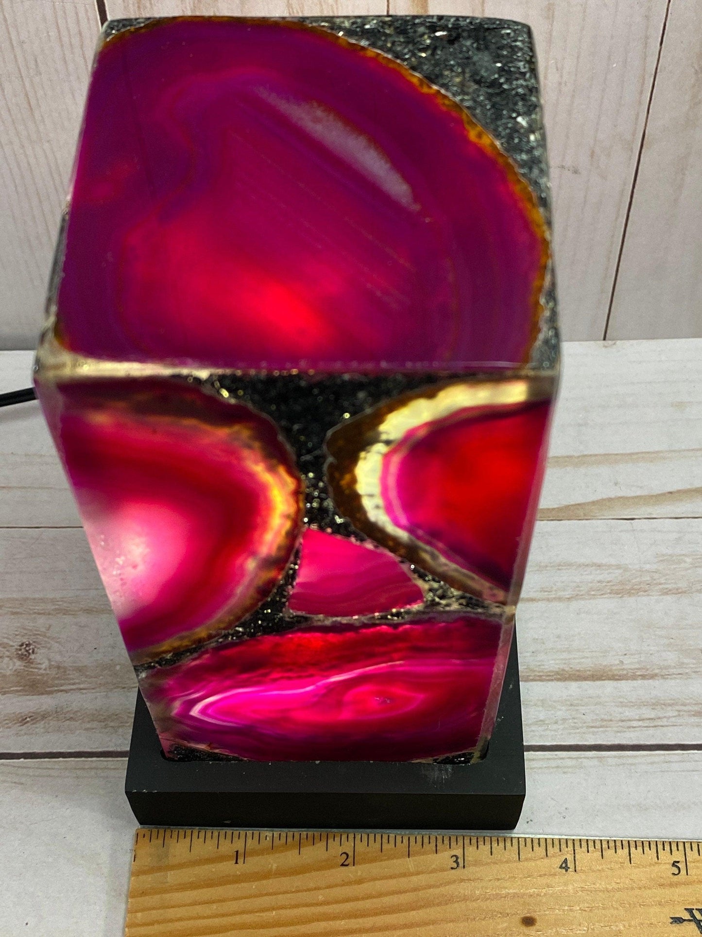 Agate Table Lamp - 6" Pink agate - RocciaRoba