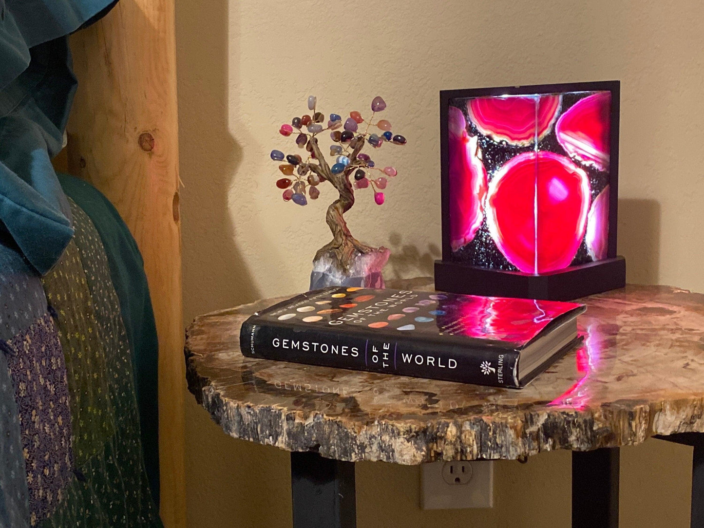 Agate Table Lamp - 7 inch Pink agate - RocciaRoba