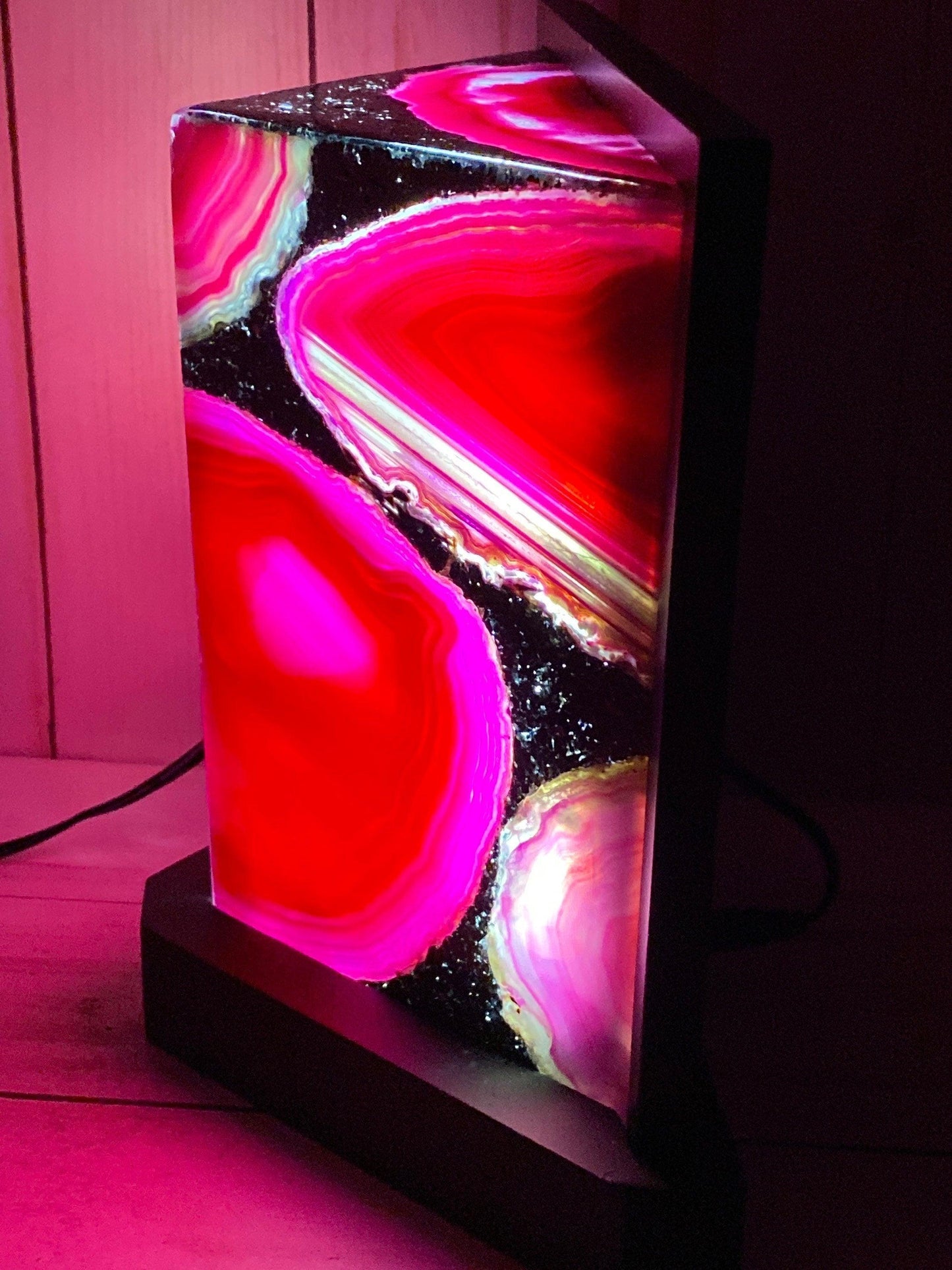 Agate Table Lamp - 7 inch Pink agate - RocciaRoba