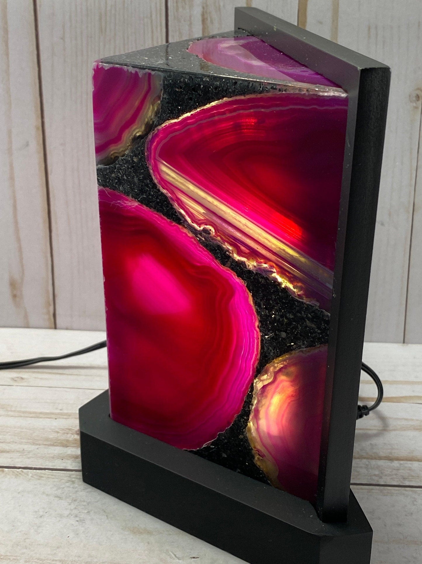 Agate Table Lamp - 7 inch Pink agate - RocciaRoba