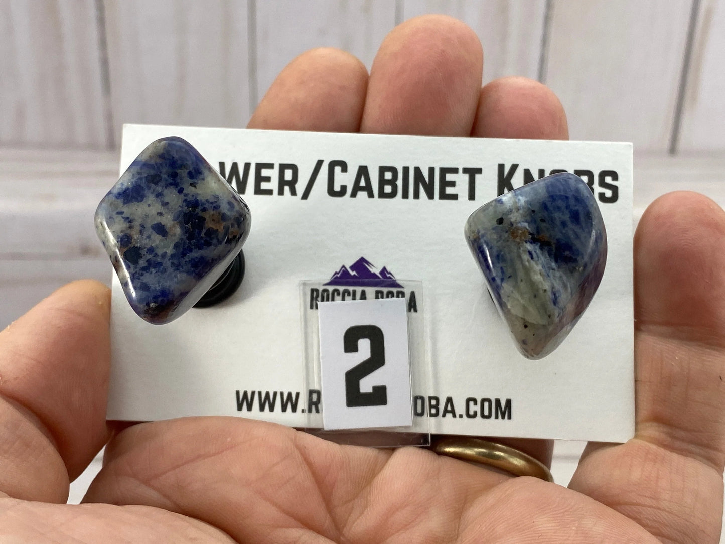 Cabinet knob pair - tumbled sodalite - RocciaRoba
