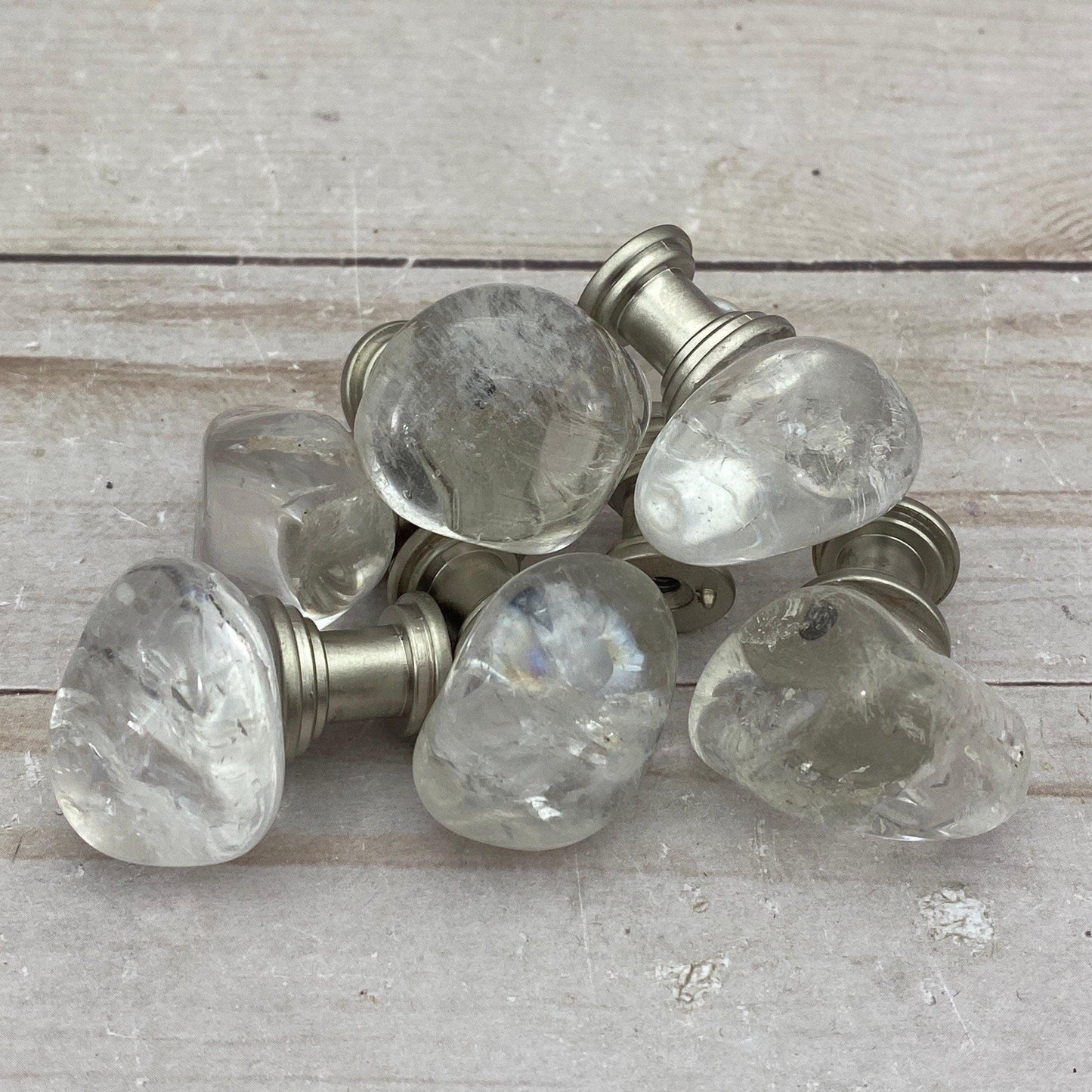Cabinet knob - tumbled quartz - RocciaRoba