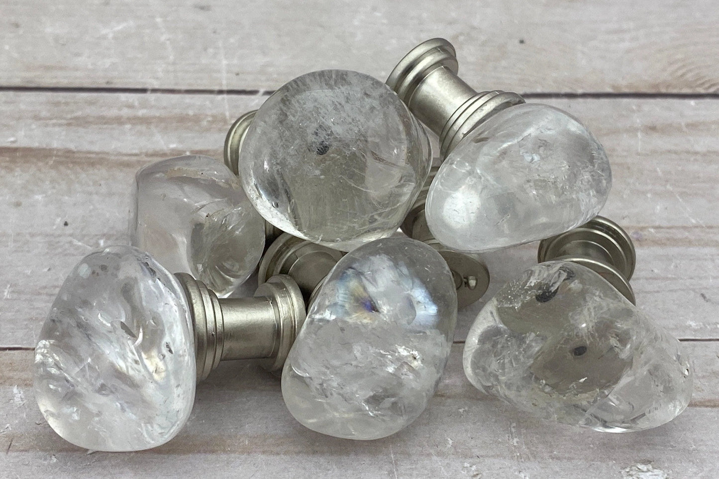 Cabinet knob - tumbled quartz - RocciaRoba