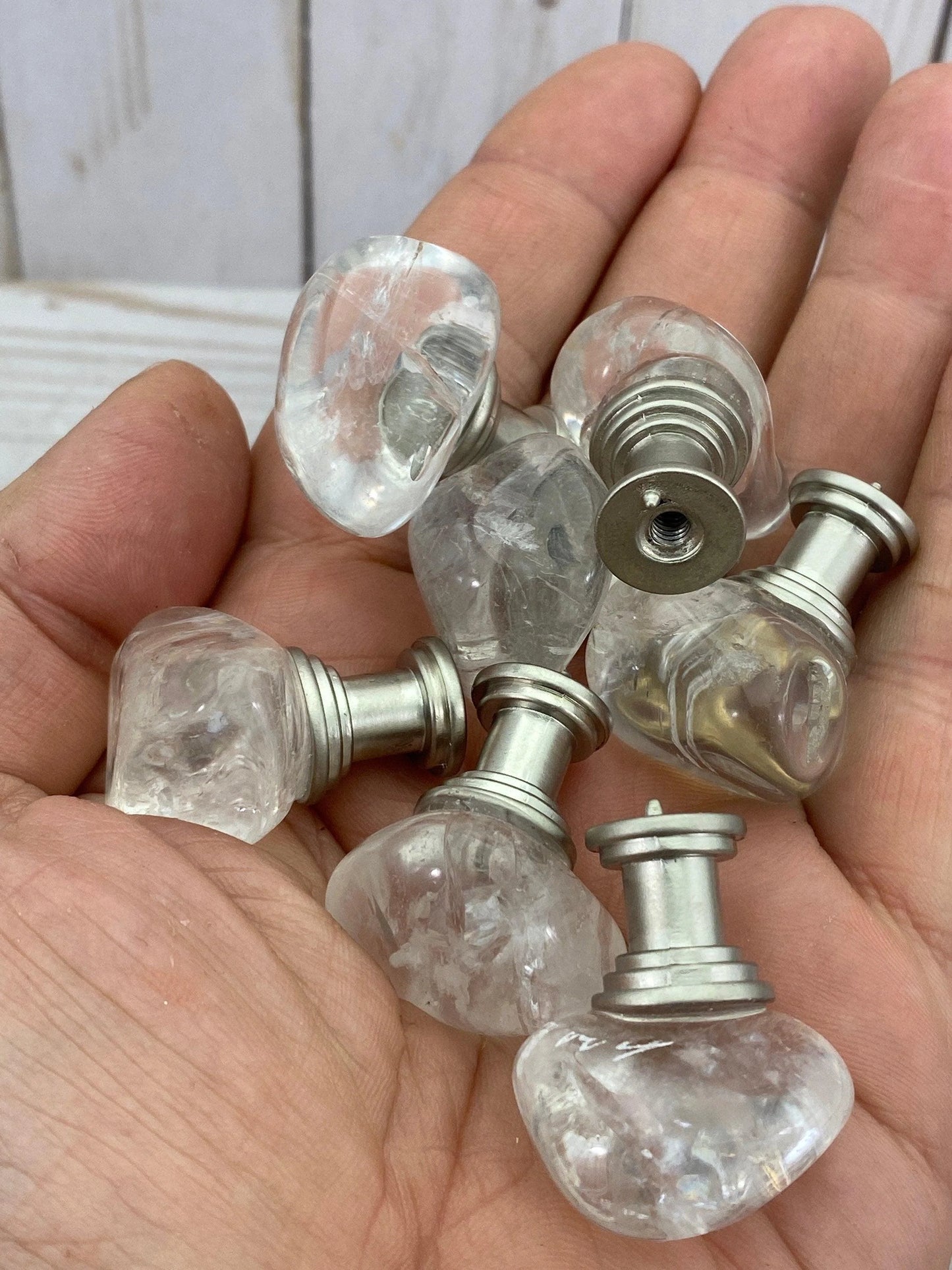 Cabinet knob - tumbled quartz - RocciaRoba