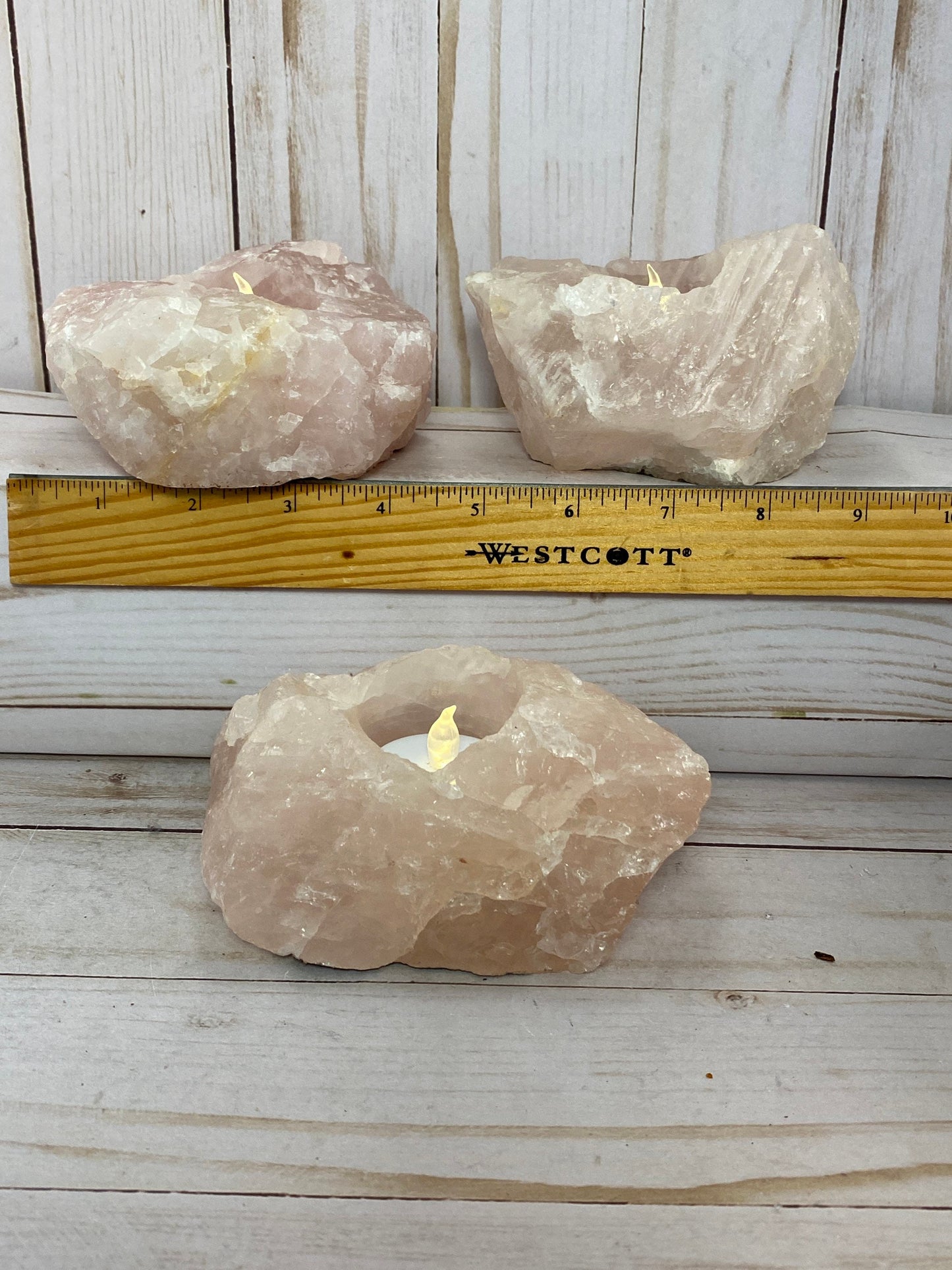 Rose quartz candle holder, tea light holder, succulent planter