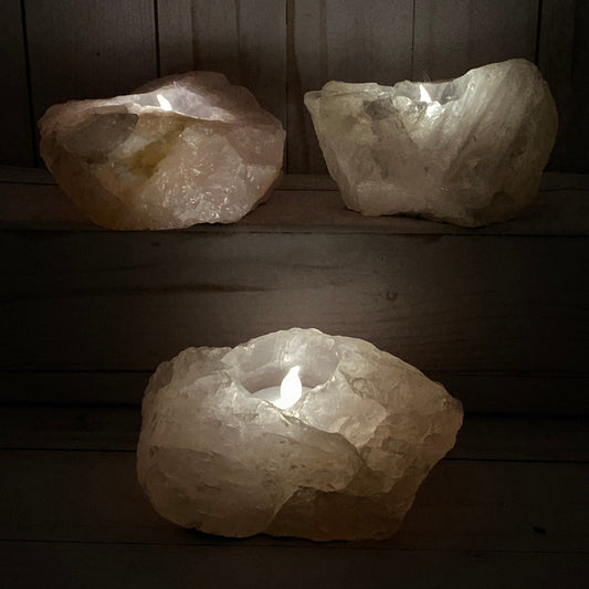 Rose quartz candle holder, tea light holder, succulent planter