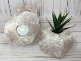 Rose quartz candle holder, tea light holder, succulent planter