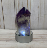 Amethyst root, dragon's tooth w/cut base and light stand