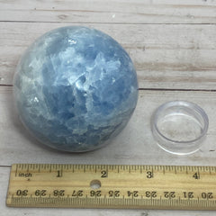 Blue calcite sphere in stand