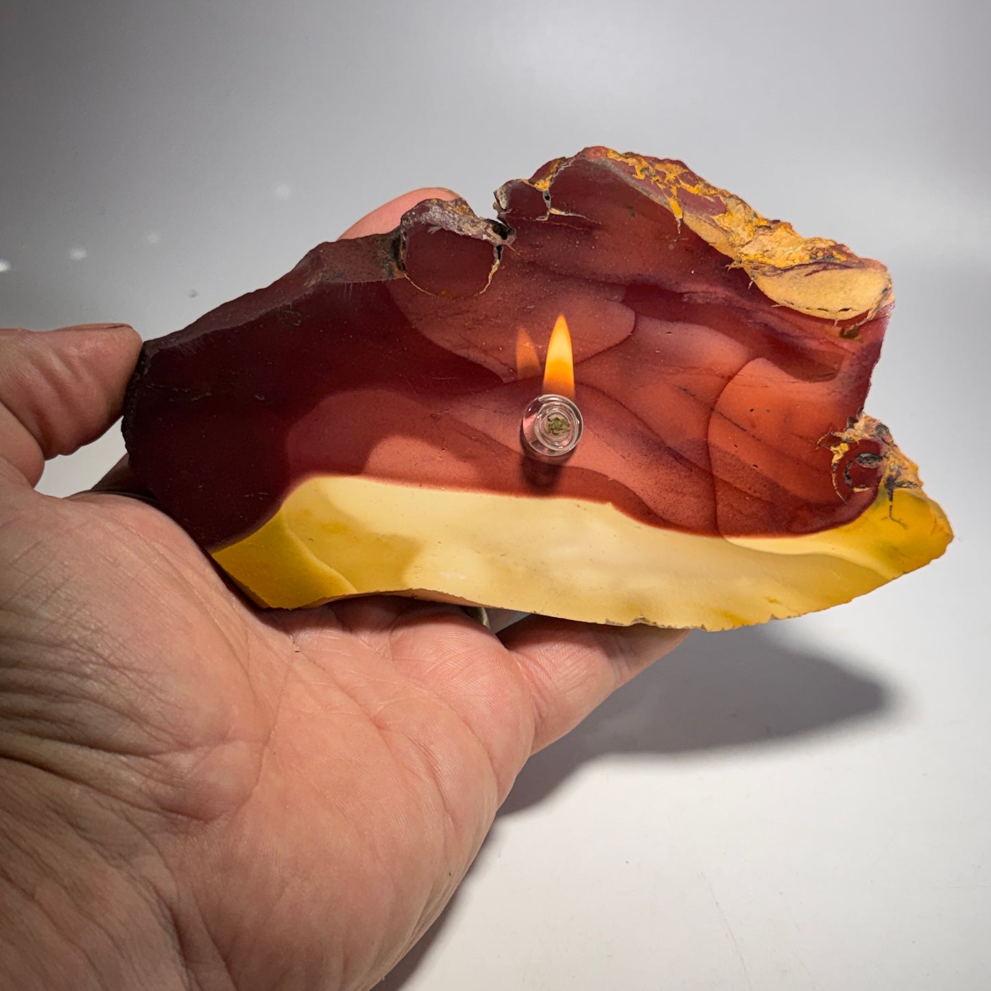 Mookite Jasper Rock Candle