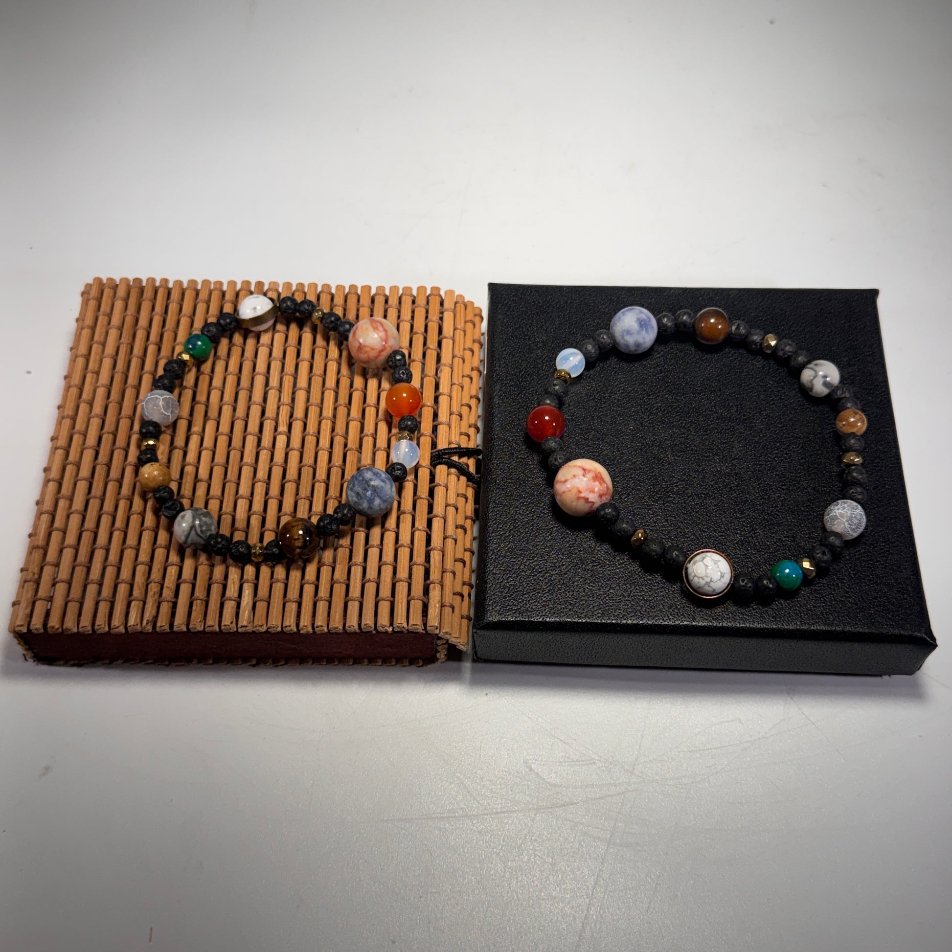 Roccia Roba - You are the Sun stretchy bead bracelets and their boxes