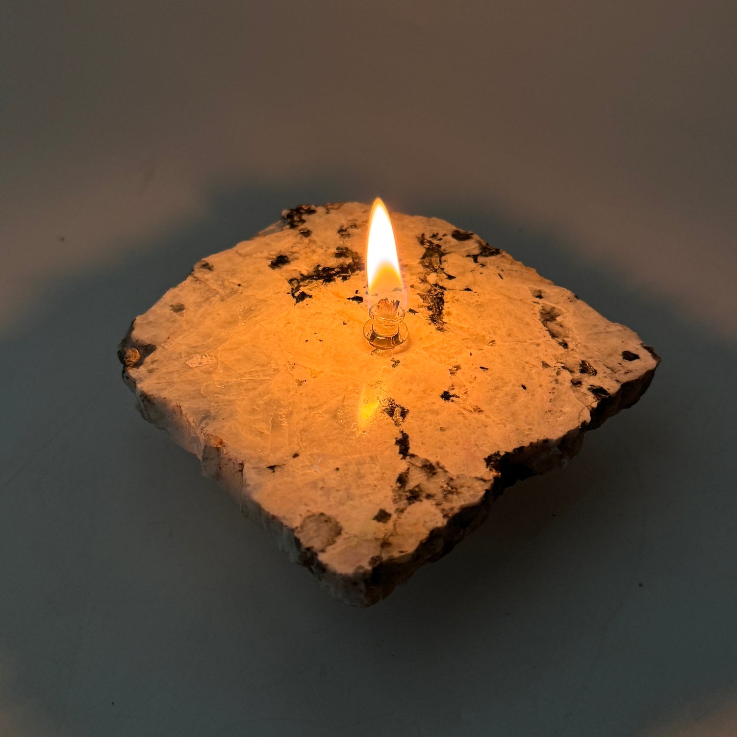 Rainbow Moonstone rock candle
