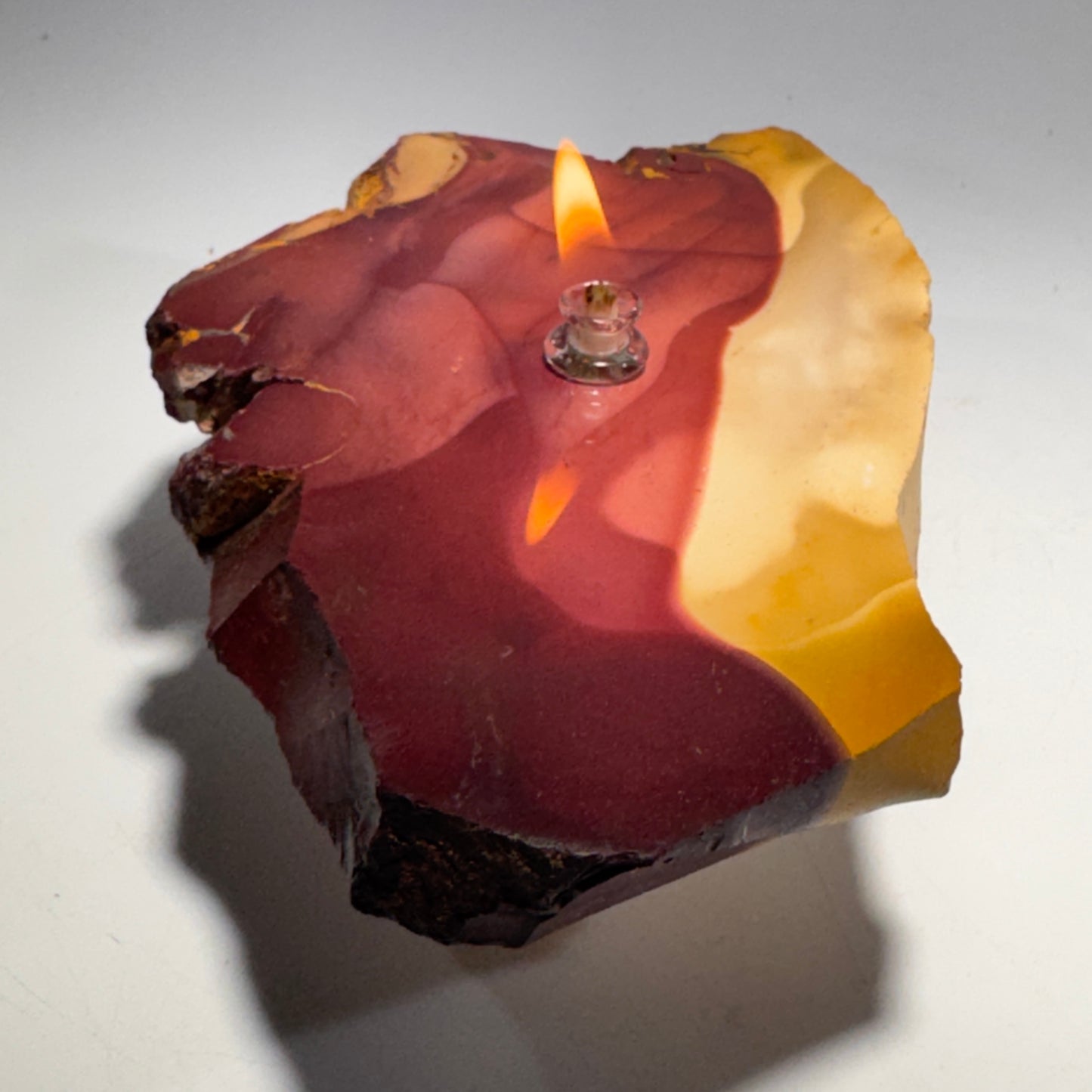 Mookite Jasper Rock Candle