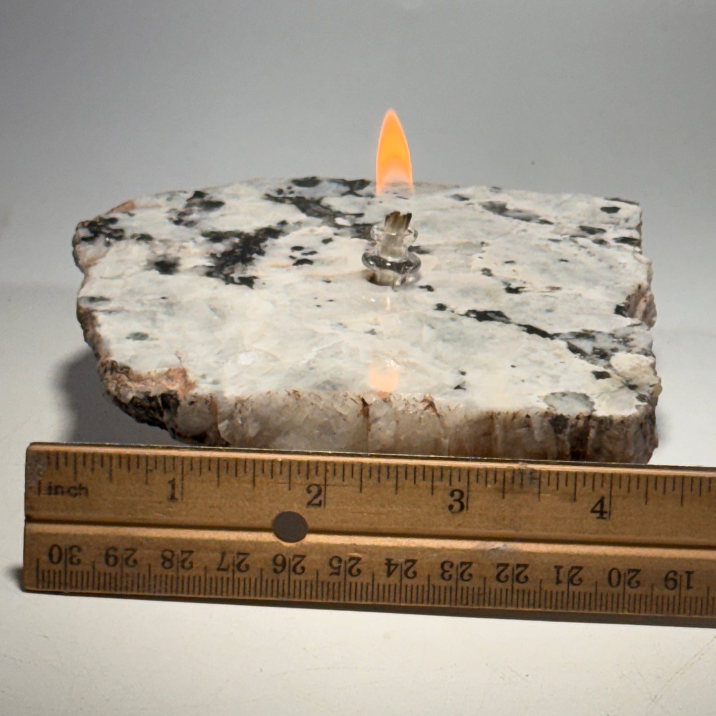 Rainbow Moonstone rock candle