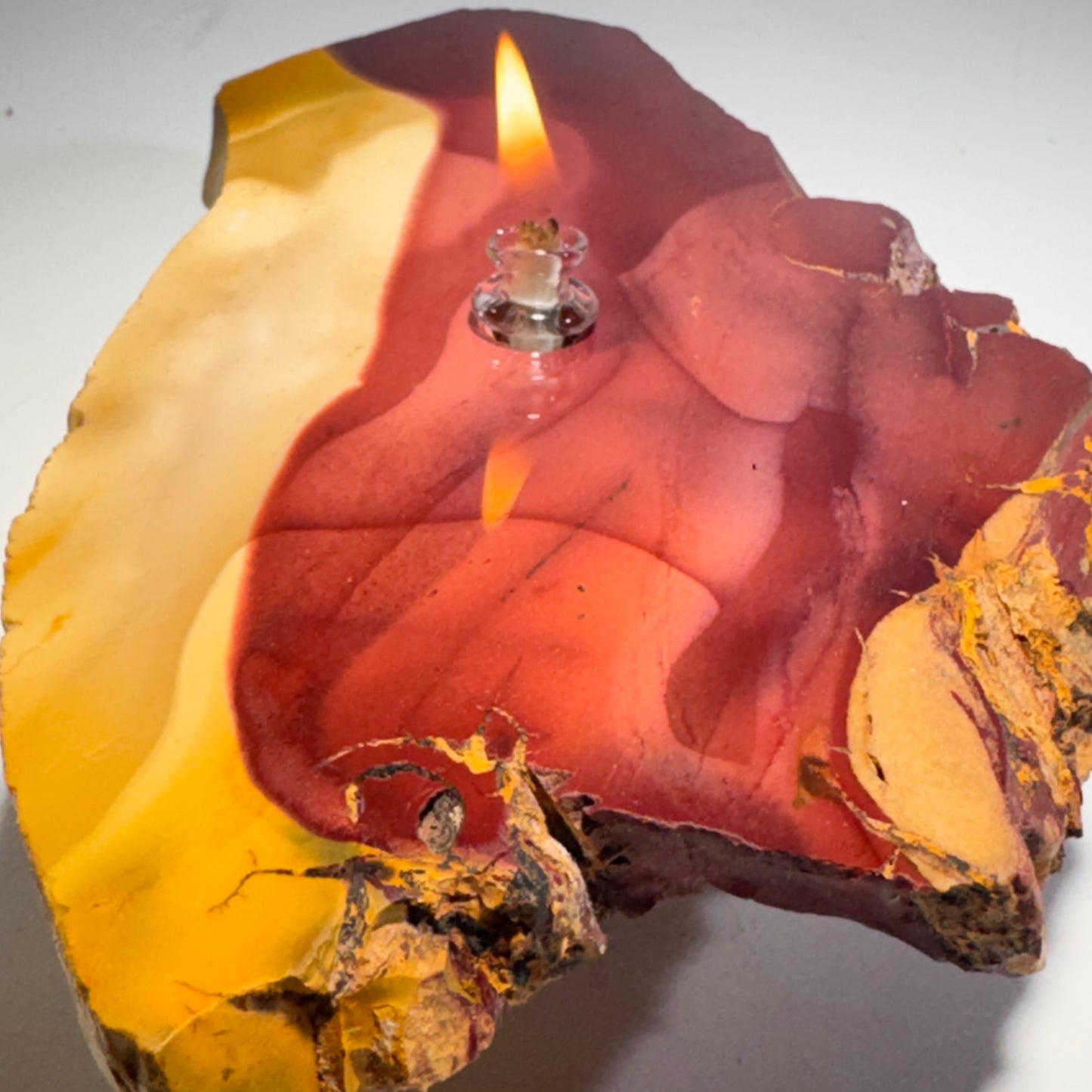 Mookite Jasper Rock Candle
