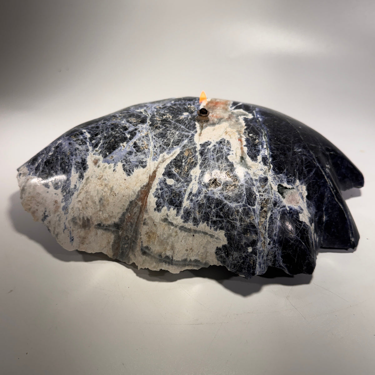 Large Sodalite Rock Candle