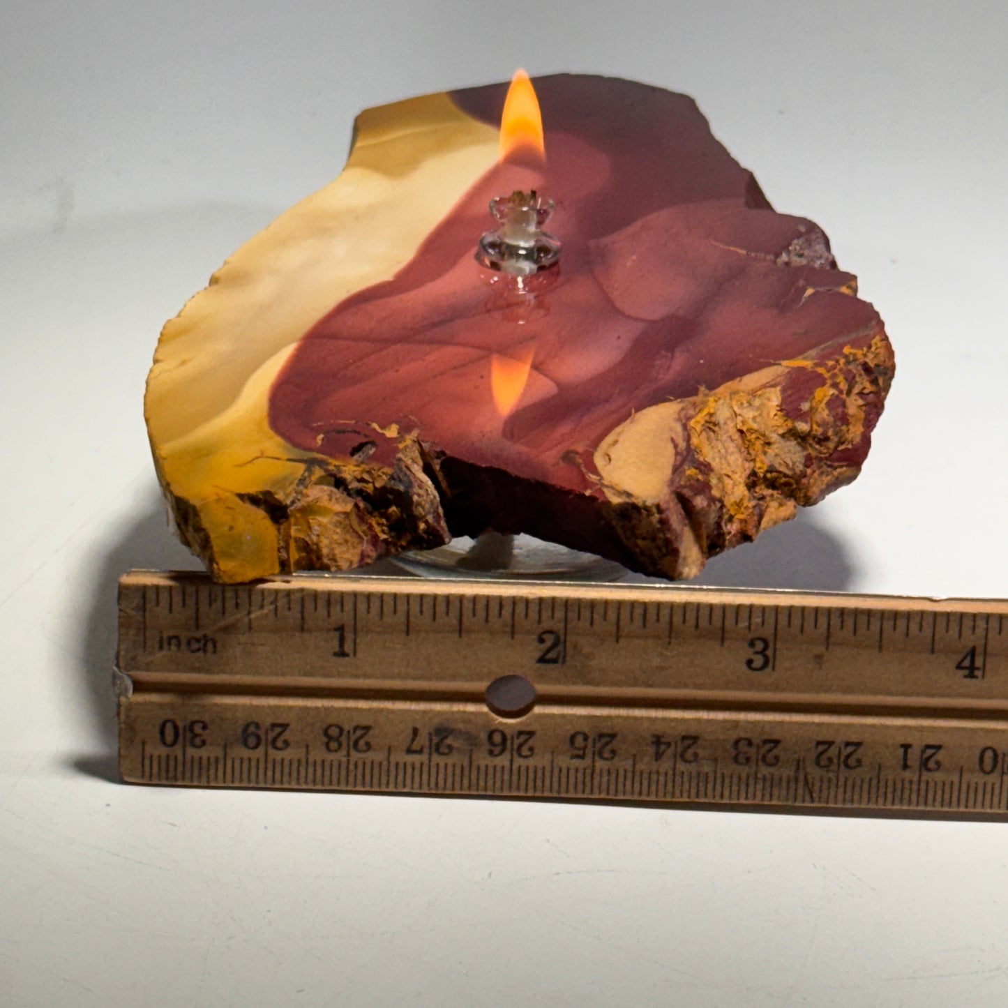 Mookite Jasper Rock Candle