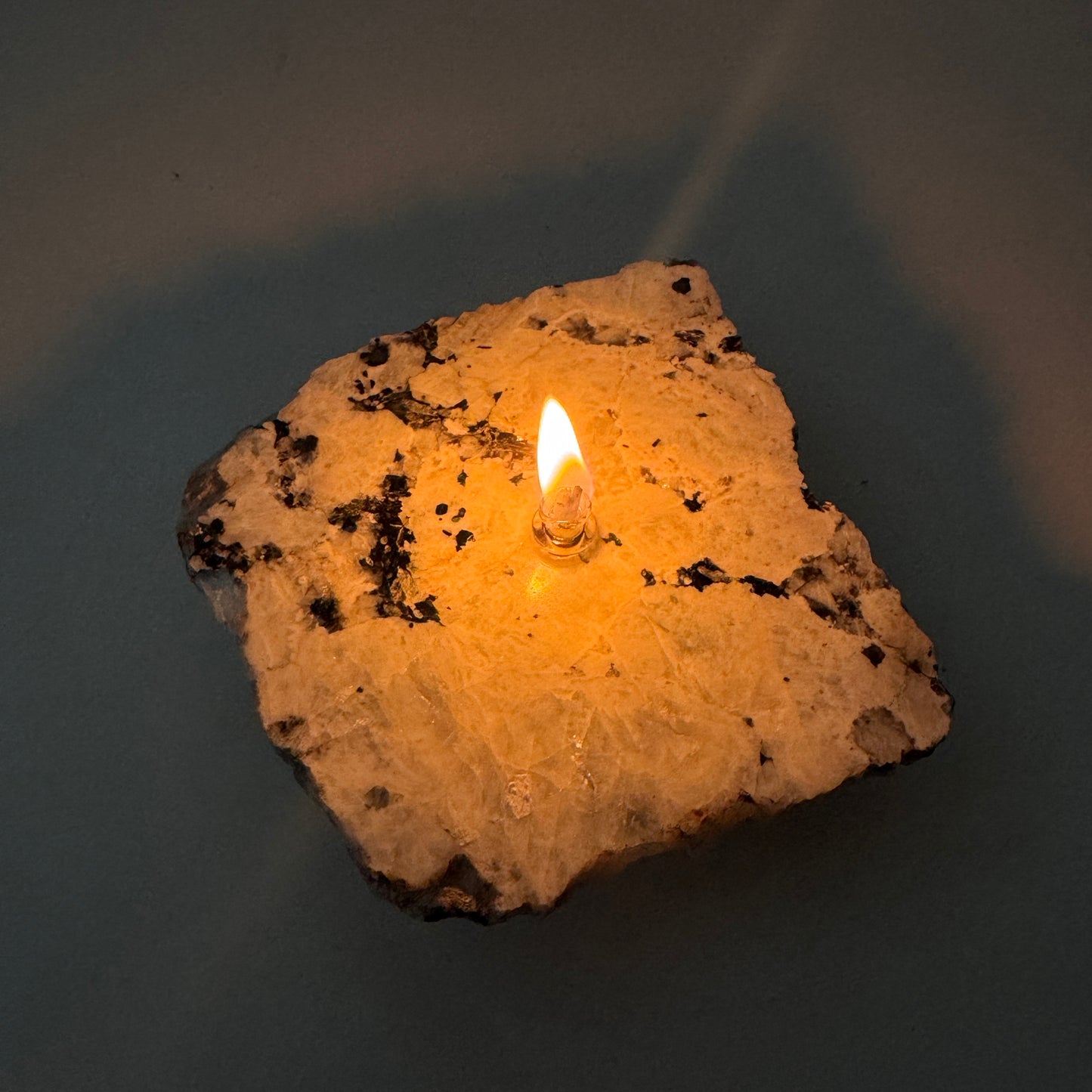 Rainbow Moonstone rock candle