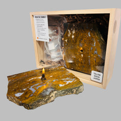 Rock Candle gift box - yellow ocean jasper