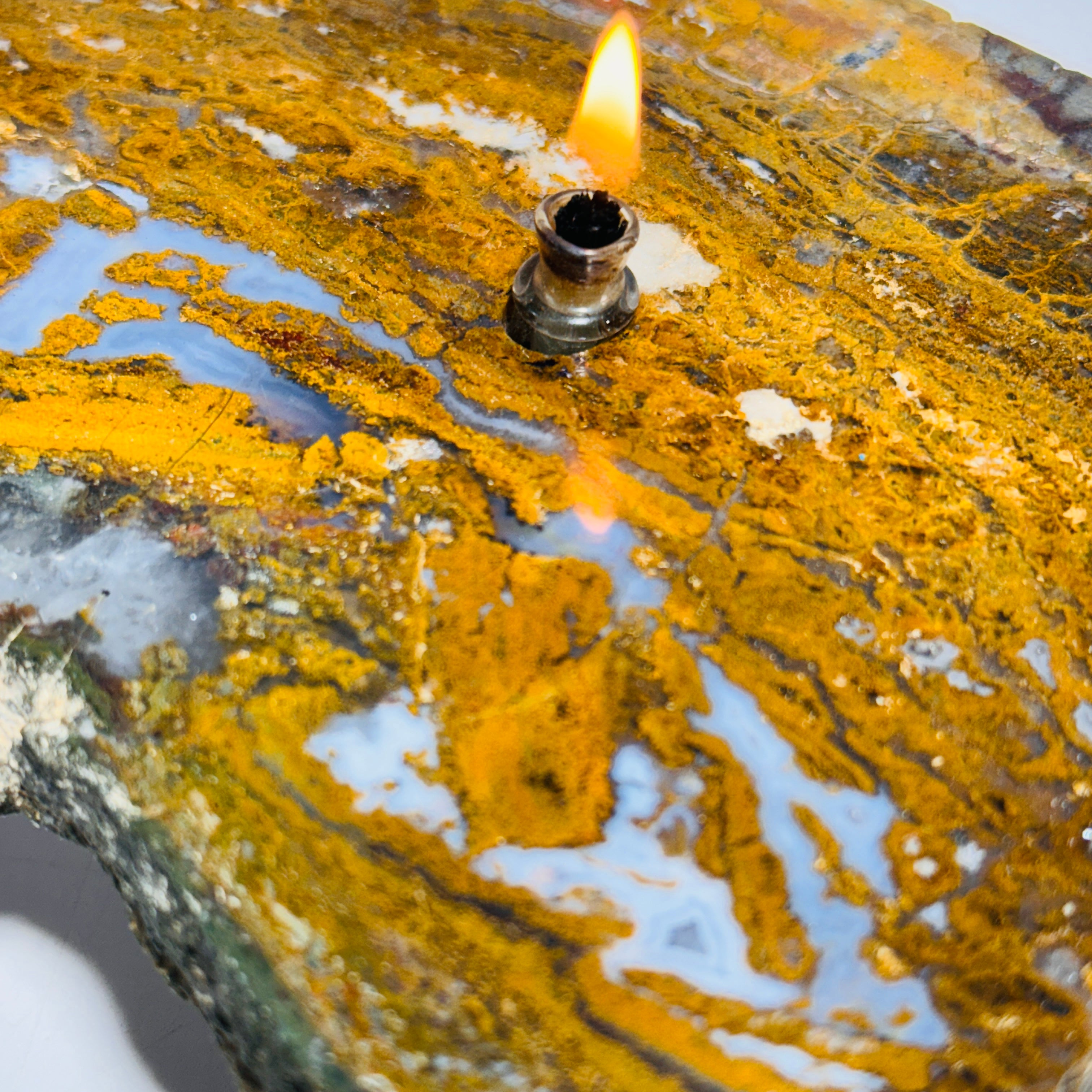 Rock Candle gift box - yellow ocean jasper