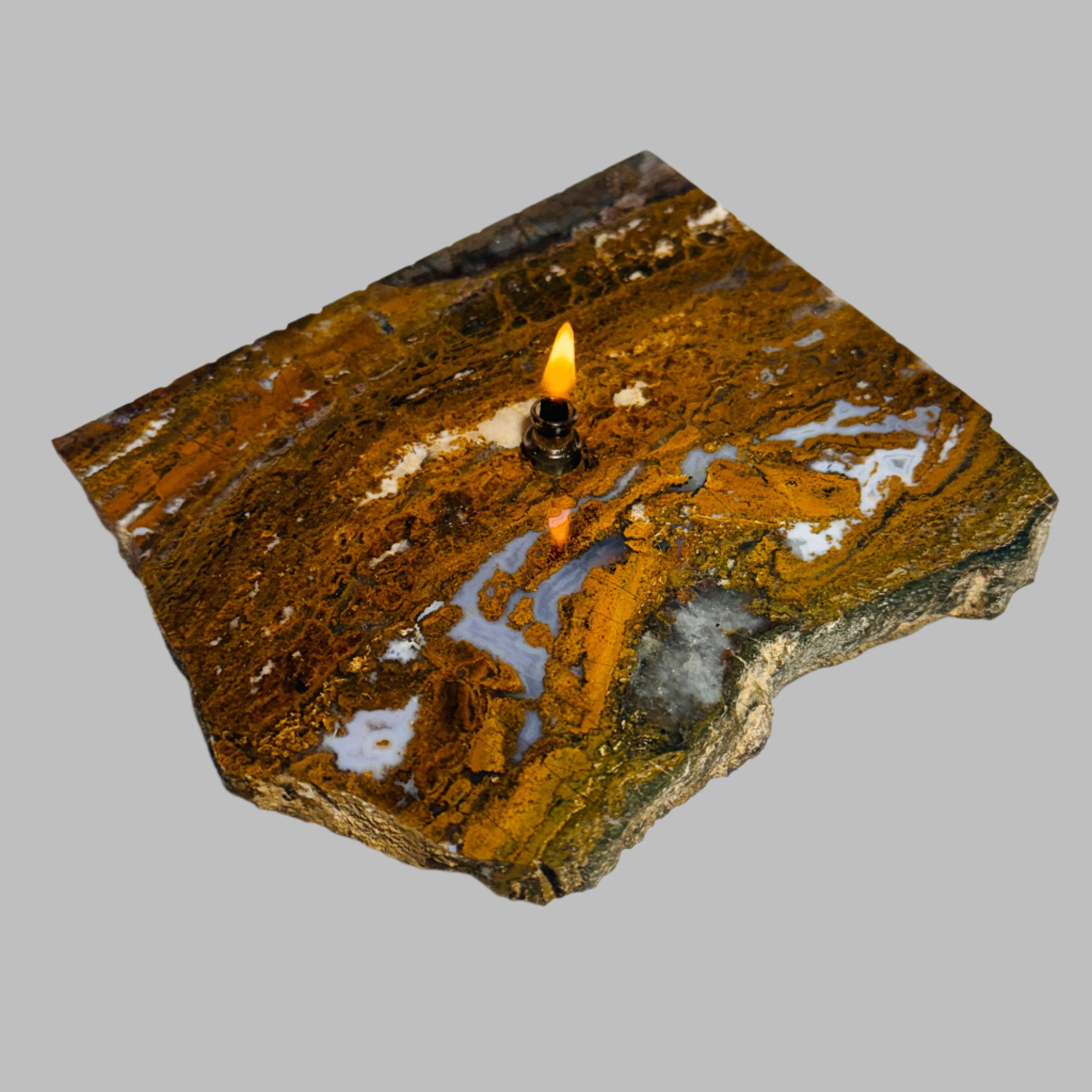 Rock Candle gift box - yellow ocean jasper