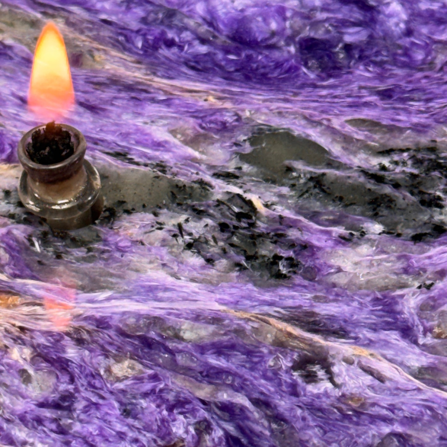Charoite Rock Candle