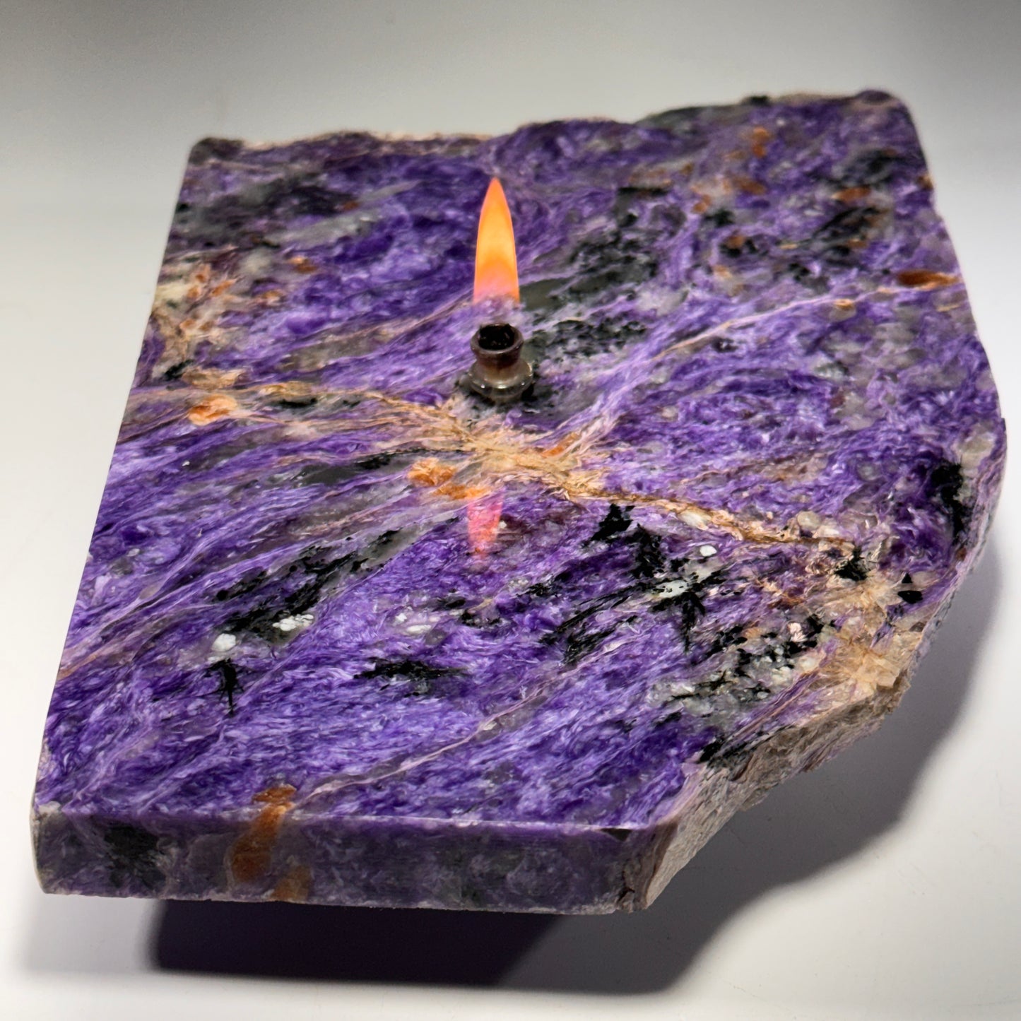 Charoite Rock Candle