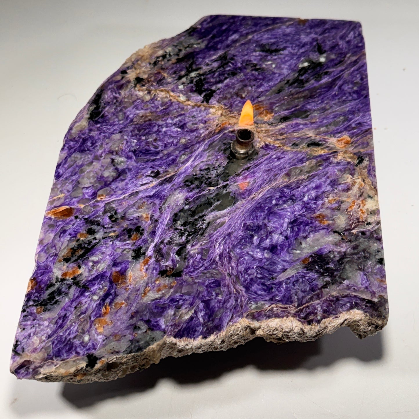 Charoite Rock Candle