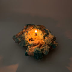 Colorado Amazonite Rock Candle with smoky quartz