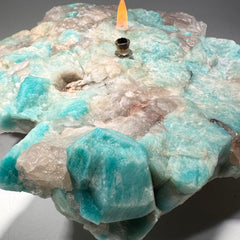 Colorado Amazonite Rock Candle with smoky quartz
