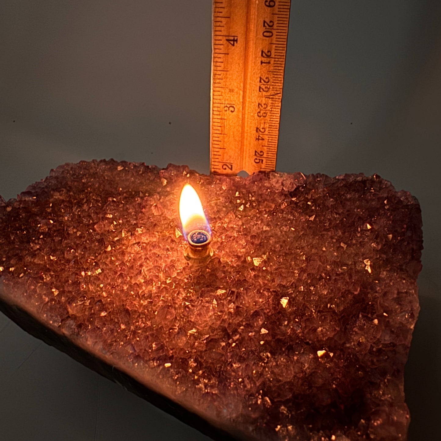 Uruguayan Amethyst Crystal Candle  – Handcrafted Rock Oil Lamp for Home Decor