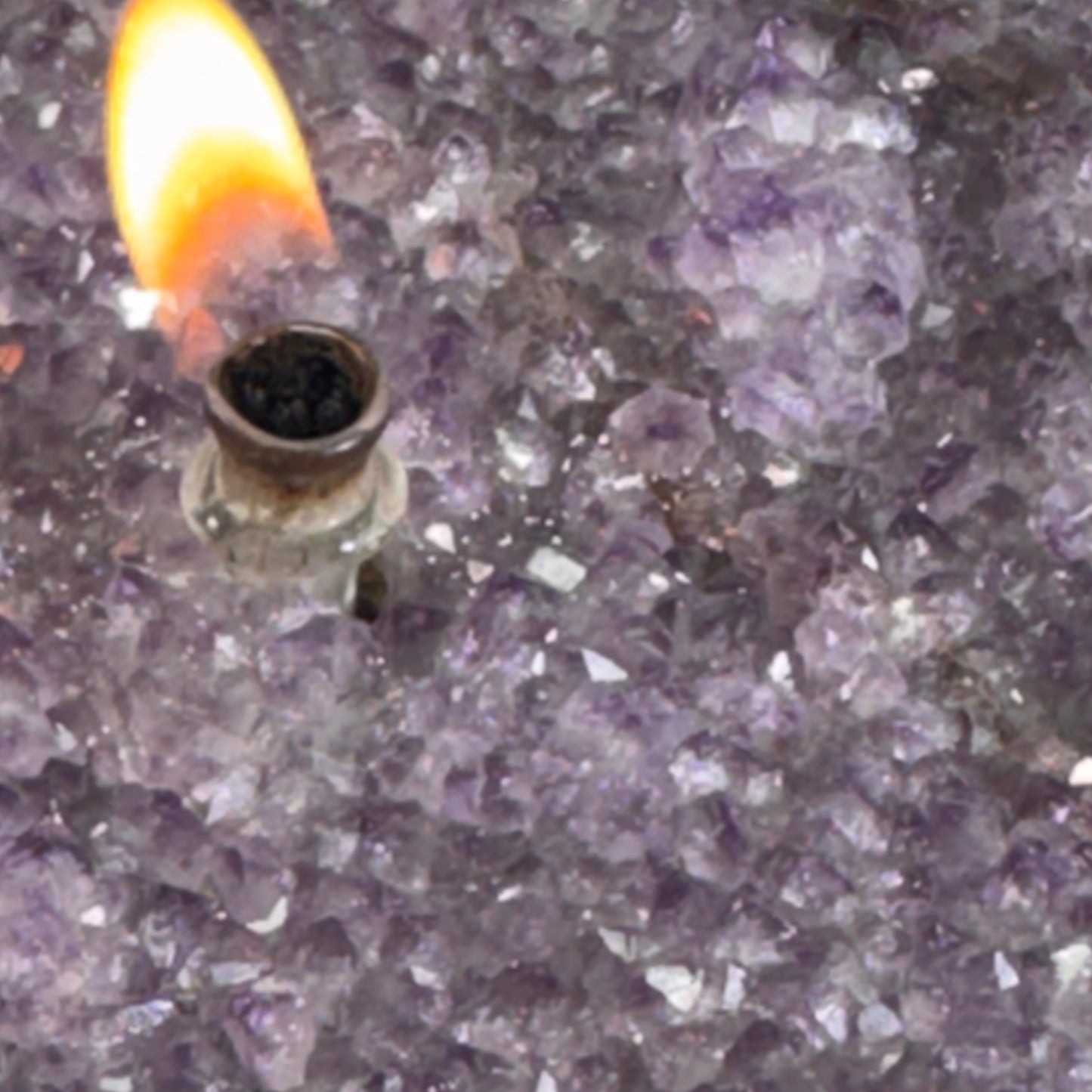 Uruguayan Amethyst Crystal Candle  – Handcrafted Rock Oil Lamp for Home Decor