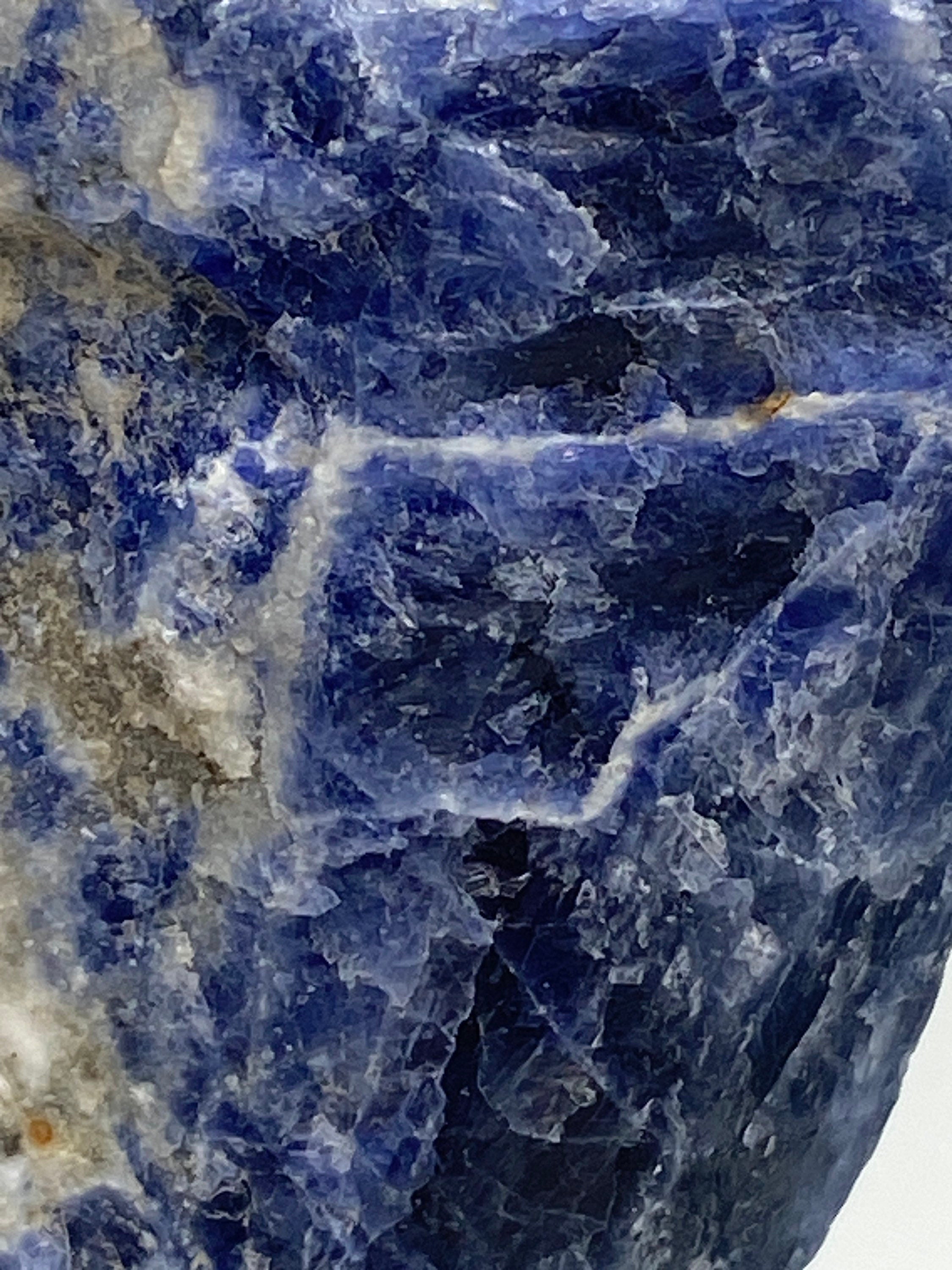 [shopname] - Sodalite Crystal on a metal stand, rock decor