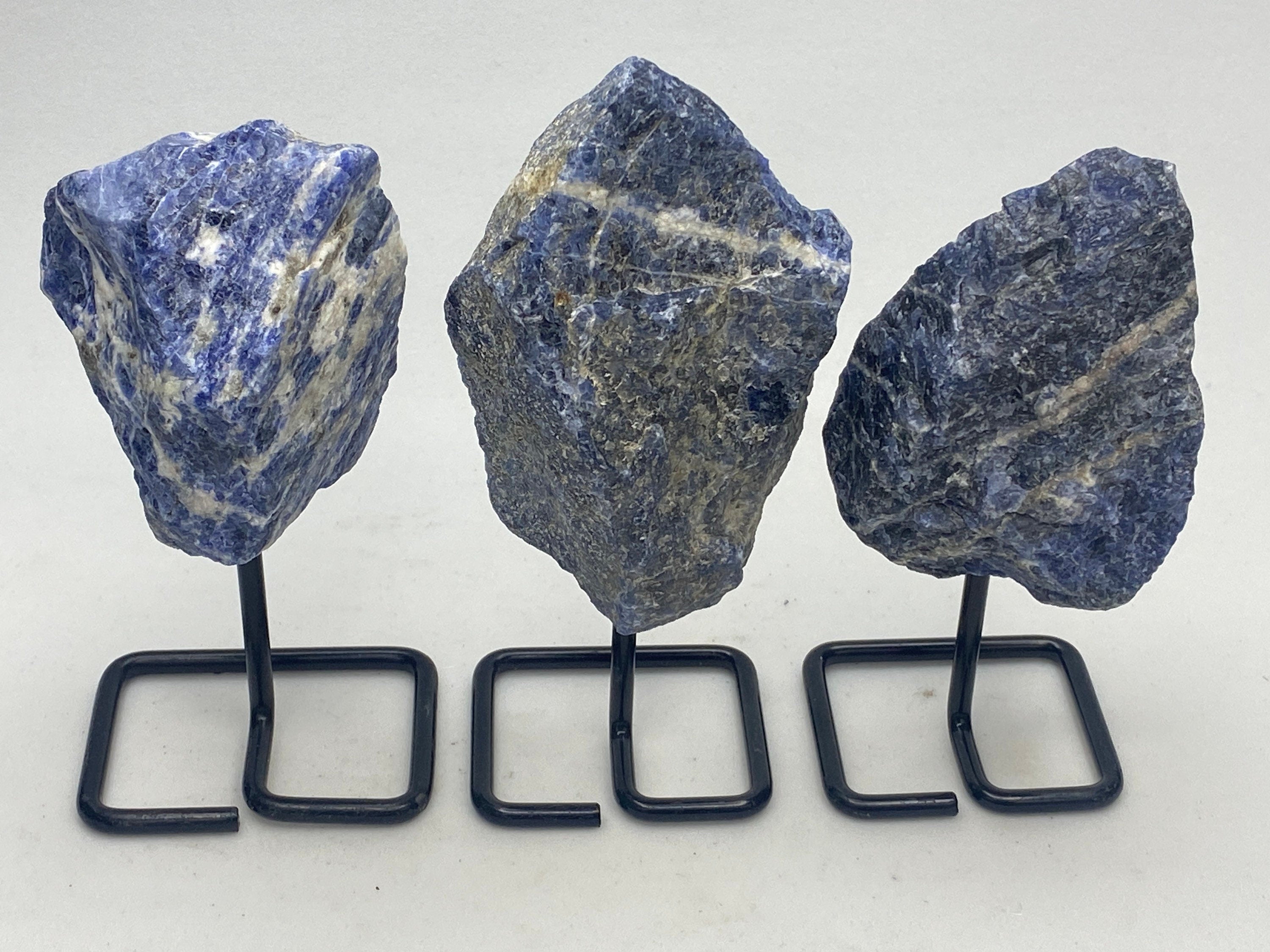 [shopname] - Sodalite Crystal on a metal stand, rock decor