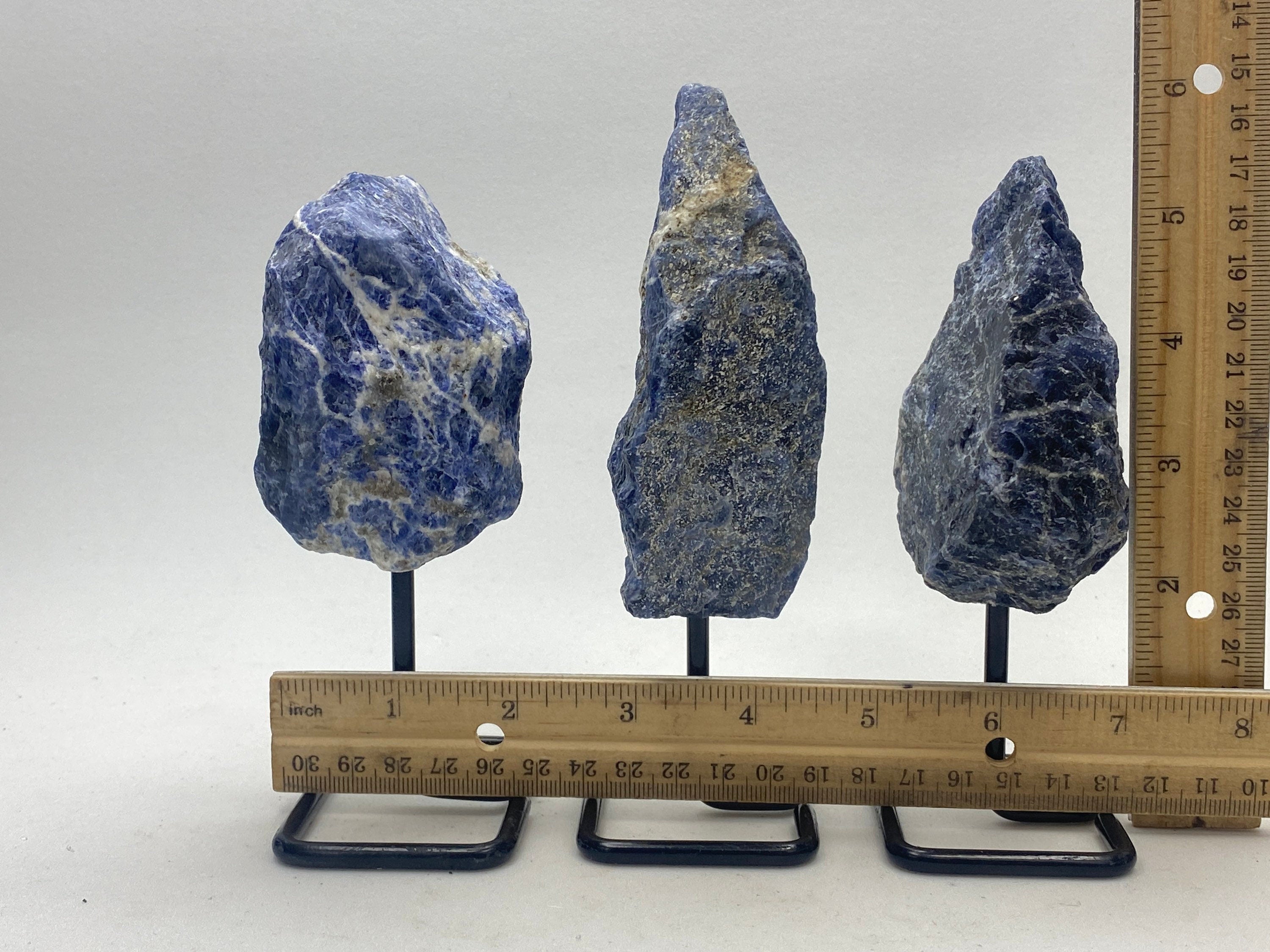 [shopname] - Sodalite Crystal on a metal stand, rock decor