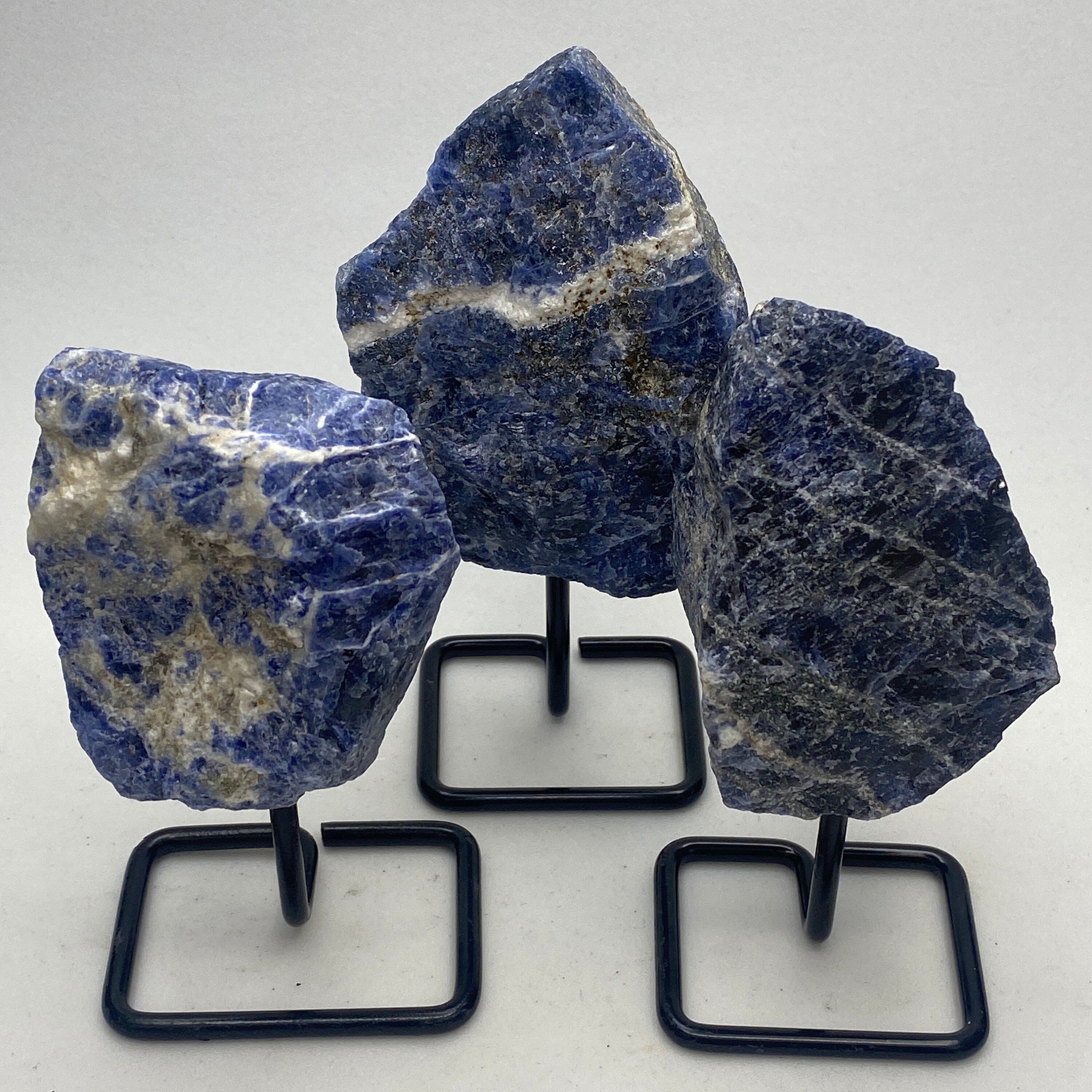 [shopname] - Sodalite Crystal on a metal stand, rock decor