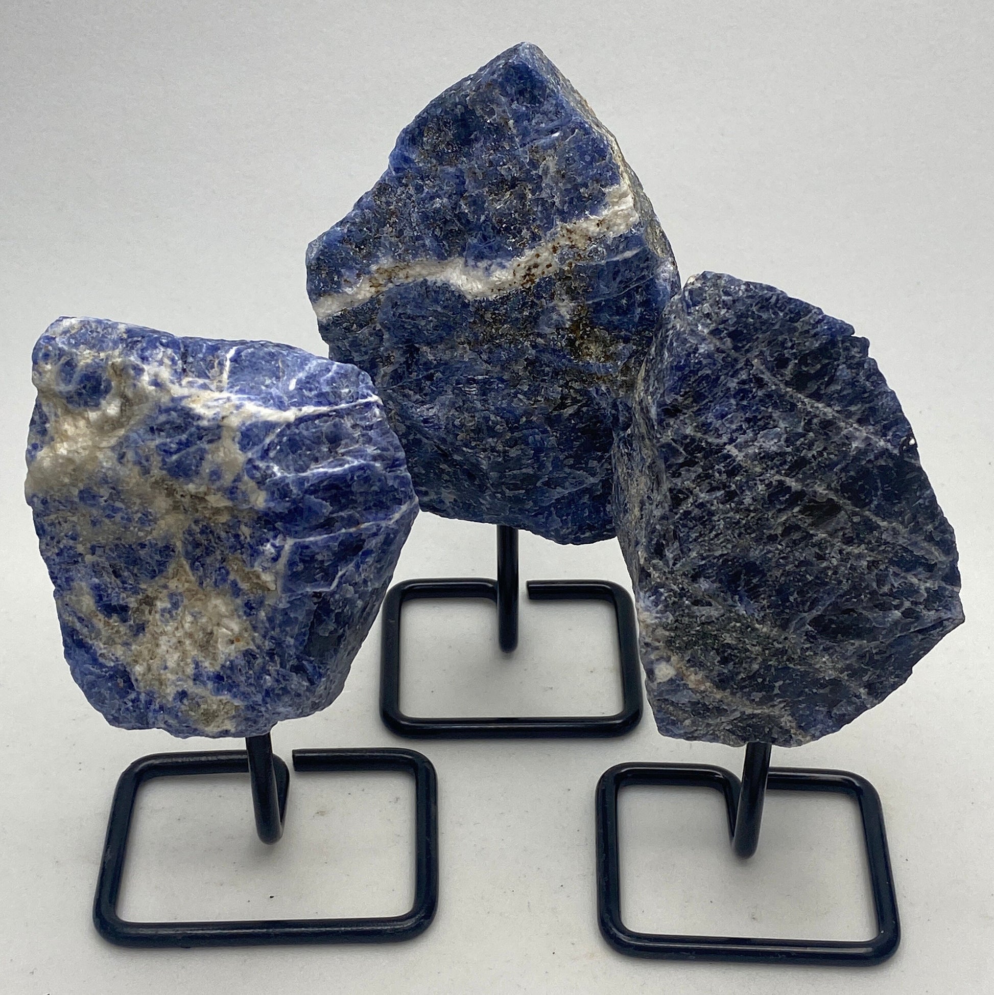 [shopname] - Sodalite Crystal on a metal stand, rock decor
