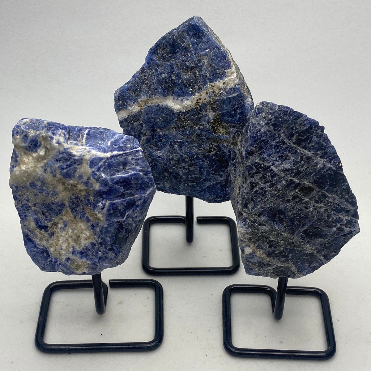 [shopname] - Sodalite Crystal on a metal stand, rock decor